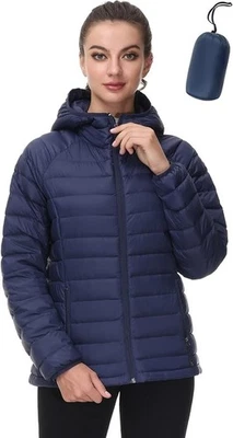 Charter Club Womens Blue Packable Premium Duck Down Hooded Puffer Jacket Size L - Image 1 of 4