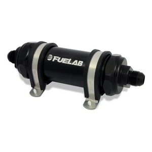 Fuelab 828 In-Line Fuel Filter Long -8AN In/Out | 10 Micron | Fabric | Black - Foto 1 di 3