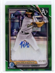 RODNEY GREEN-A's-2024 Bowman Chrome Prospect Auto Green Lava 63/99 *Scratch Top* - Bild 1 von 2