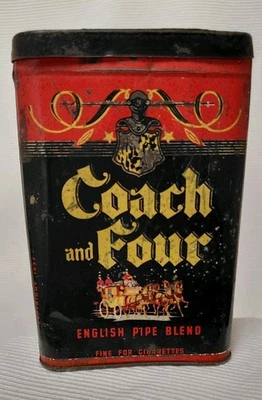 Vtg Coach And Four Tobacco Tin 4.5x3x1 - Image 1 of 4