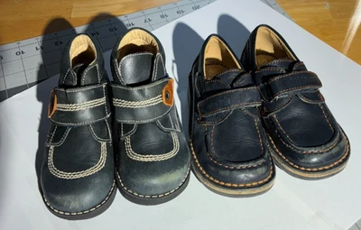 2 pair Boys Roly Poly Thick Leather shoes boots size 26 UK dark blue - well made - Image 1 of 4