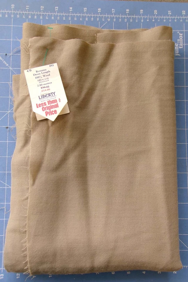 3 yd Liberty of London Fabric Dress WOOL Twill DAMAGED Worsted Taupe Tan Brown - Image 1 of 4
