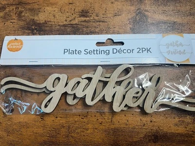 Plate Decor Setting 2PK "Gather, Grateful", NEW - Image 1 of 3