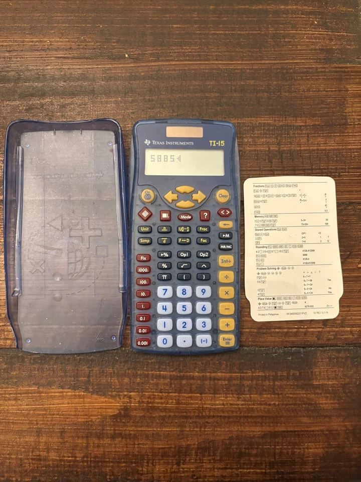 Texas Instruments TI-15 Explorer Calculator W/Cover and Instructions ~ WORKS  - Image 1 of 1
