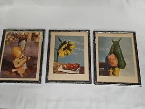 Vintage Henry Rox Vegetable People Lot Of 3 Framed Small Pictures Rare  - Picture 1 of 11
