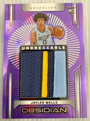 Parche irrompible Obsidian Jaylen Wells 2024-25 eléctrico púrpura inundación RC #57/75 Foto 1 de 4