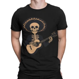 Whimsical Skeleton Guitarist Sombrero T-Shirt Fun Design For All Ages #D - Picture 1 of 24