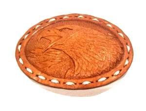 VINTAGE AMERICAN EAGLE VERZIERT OVAL 4" WESTERN GÜRTELSCHNALLE LEDERKUNST EUC - Bild 1 von 6