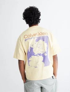 Calvin Klein Graphic T-Shirt Yellow Standard Blooms New in Bag Size L Boxy Y2k - Picture 1 of 4
