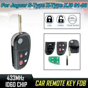 Keyless Entry Remote Flip Key Fob For Jaguar S-Type X-Type XJ8 NHVWB1U241 SU - Foto 1 di 8