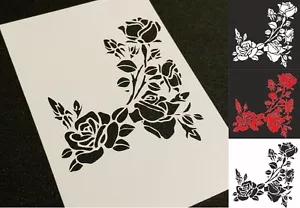 #2 Flowers Roses Airbrush Stencil Wall Cake Bags Cards Decoration Mylar Reusable - Picture 1 of 10