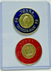 Vintage TONGA FOIL STAMPS Set of 2 MNH Round Polynesian Coin Replicas 3F