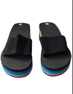 Damen Pantoletten Plateau Keilabsatz Slip On Sandalen Pumps Sommer Flip flops 38 - Bild 1 von 4