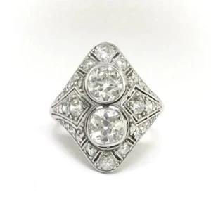 2.00 Ct Round Cut Simulated Diamond Vintage Wedding Ring 14k White Gold Plated - Picture 1 of 6