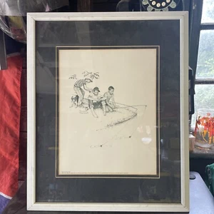 Norman Rockwell "Boys Fishing" 11 x 14 Matted Art Print-1961 18x22 Framed - Picture 1 of 4