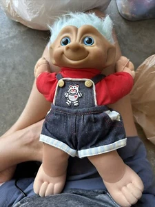 Muñeca Troll Tesoro Vientre Gema De Colección Pelo Azul Claro  - Imagen 1 de 12