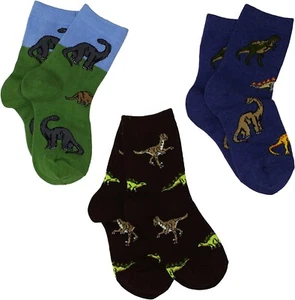 Jefferies Socks 260315 Kids Pine 3 Pack 3-7 Dino Triple Treat Socks Size XS 6-11 - Picture 1 of 2