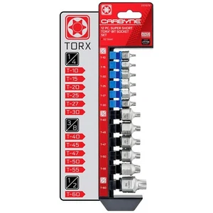 CARBYNE 12 Piece Super Short Torx Bit Socket Set, T-10 to T-60 | S2 Steel - Picture 1 of 5