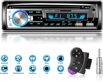 Autoradio Bluetooth Stéreo FM MP3 USB Smartphone iOS y Android + Mando Distancia - Imagen 1 de 4