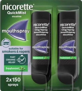 Nicorette QuickMist 1mg/spray Mouthspray - Freshmint flavour- 2X150 Pack 8/2027 - Picture 1 of 2