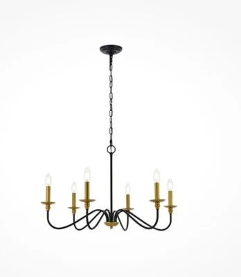 Living District 30" Chandelier Matte Black & Brass Finish LD5056D30BRB Y1 - Image 1 of 4