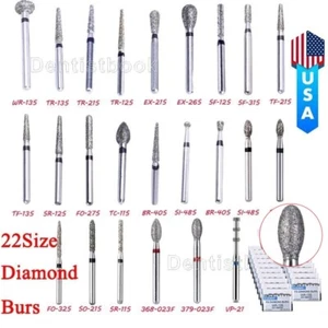 Dental FG Diamond Bur Super Coarse Fine Grit High Speed Handpiece Drill 22Sizes - Picture 1 of 99