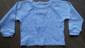 Designer Marie Chantal White Blue Stars and Crowns Long Sleeved Newborn Top 0-3m