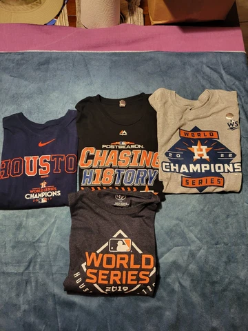 Houston Astros Playoff Shirt Lot Of 4. Nike. Majestic. 47 Brand, Long Sleeve Cover