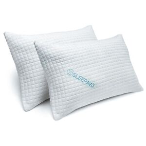 Sleepavo Soft Queen Size Shredded Memory Foam Cooling Pillows (2 Pack)