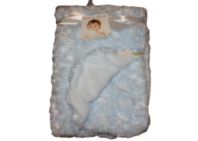 Blankets & Beyond Light Blue Minky Swirl Fleece Baby Blanket Infant Boys NWT HTF - Image 1 of 4