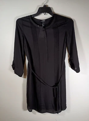 NWT H&M Mama Sheer Pintucked Black Collared Shirt Maternity Dress Size Small - Image 1 of 4