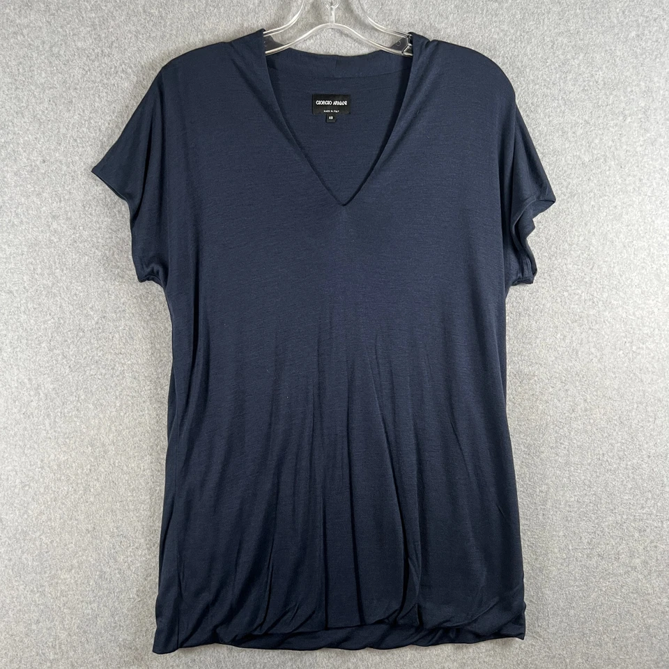 Camisa tejida cuello en V Giorgio Armani para mujer 48 azul marino mezcla de cachemir nueva sin etiquetas Foto 1 de 4