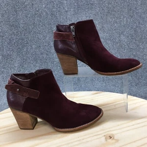 DV8 Dolce Vita Boots Womens 7.5 Ankle Booties Heels Burgundy Fabric Side Zipper - Picture 1 of 16
