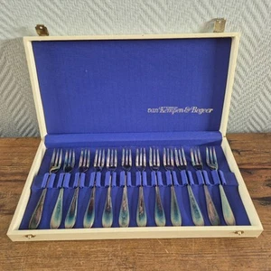 Vintage. Juego de 12 horquillas plateadas Van Kempen & Begeer en caja plata Celtum - Imagen 1 de 7