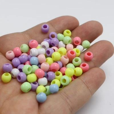 500pcs Pastel Acrylic Pony Beads - 6x4mm Round Beads 3mm Hole for Kids Crafts - Image 1 of 4