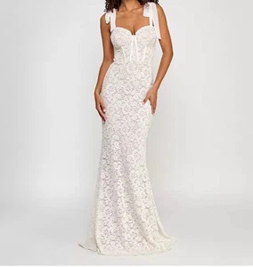 Ivory Silver Rose Petal Dress - Picture 1 of 5
