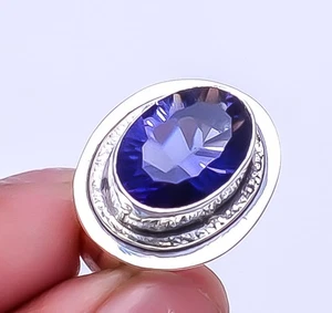 Concave Cut Iolite Gemstone 925 Sterling Silver Jewelry Handmade Ring s.6 Sku13 - Picture 1 of 2