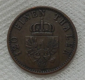1870 A PRUSSIA GERMAN STATES 3 PFENNIG COPPER COIN - Picture 1 of 2