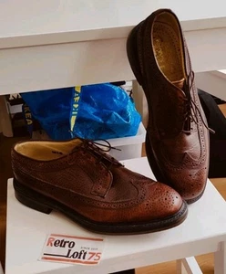 James Mark M15 Handmade Brogues Chessnut Grained Leather Size UK9. - Afbeelding 1 van 12