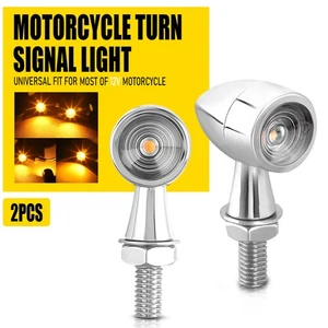 LED Motorcycle Tail Light Bullet Blinker Turn Signal Lamp Chrome For Harley Pair - Foto 1 di 14