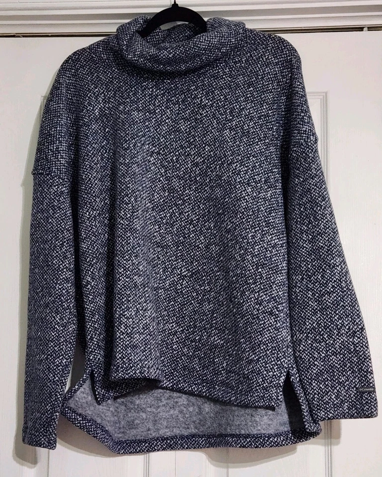 Suéter Columbia Azul Capucha Cuello Pesado Grueso Tejido Mujer Talla Grande L Foto 1 de 3