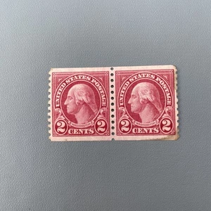 1923-1925 USA 2 cents red Washington pair of horizontal COIL Stamps - MNH - Picture 1 of 2