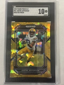 Panini Prizm Draft Picks 2023 - Justin Jefferson #61 Gold Ice ♟️SGC 10 - Photo 1/2