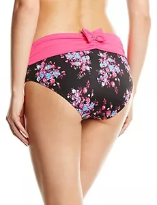 Slip bikini curvy Kate Moonflower nero e rosa UK 22 pieghevoli Eur 48 - Foto 1 di 4