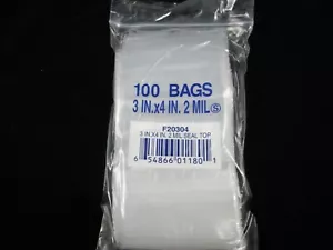 100 - 3"" X 4"" SACCHETTI DI PLASTICA TRASPARENTE CON SERRATURA CON CERNIERA - 2 MIL - NUOVISSIMI - MOLTI USI - 14 - Foto 1 di 3