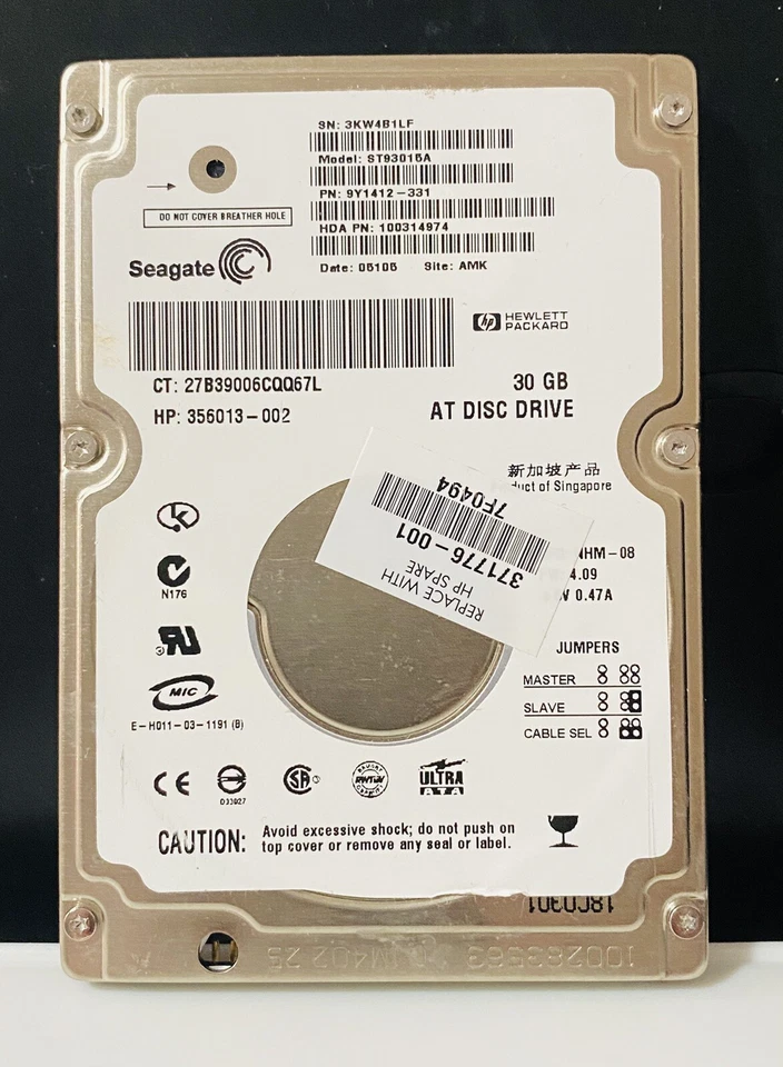 30GB 2,5 " 6,35CM Ide Pata Hard Drive Seagate ST93015A 44 Pin HDD F123 - Image 1 of 2