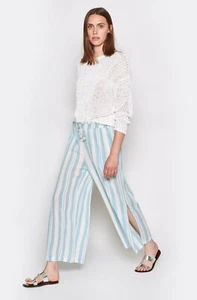 NWT Joie $178 Sylar Vintage Stripe Lagoon Pants Wide Leg Size M High Waist Boho - Picture 1 of 4