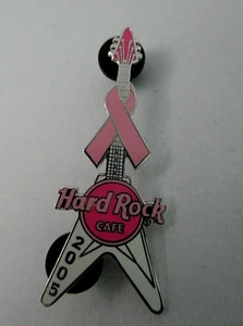 Hard Rock Cafe Flying V Guitar Collector Pin 2005 Pinktober Breast Cancer Ribbon - Picture 1 of 2