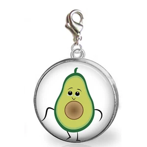 Dancing Avocado Glass Top Clip On Charm Bracelets Purse Charm Avocado Lover Gift - Picture 1 of 2