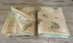 2 Vintage North Star Blanket 100% Wool Satin Edge 66 X 86 Cream Floral Flowers - Picture 1 of 17